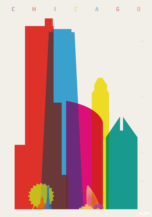  Colorful Posters Of Famous Landmarks, Measured According To Height